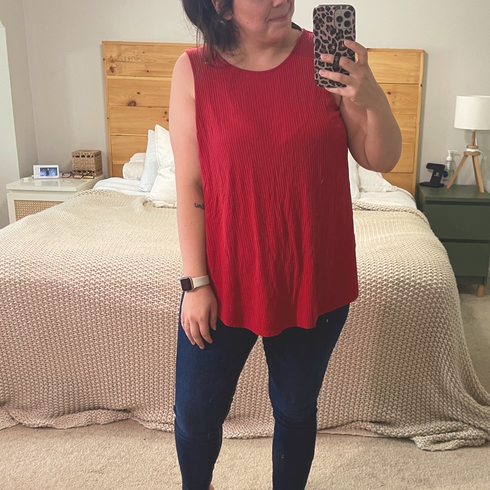 Old Navy Ribbed Luxe Tank, red, XL